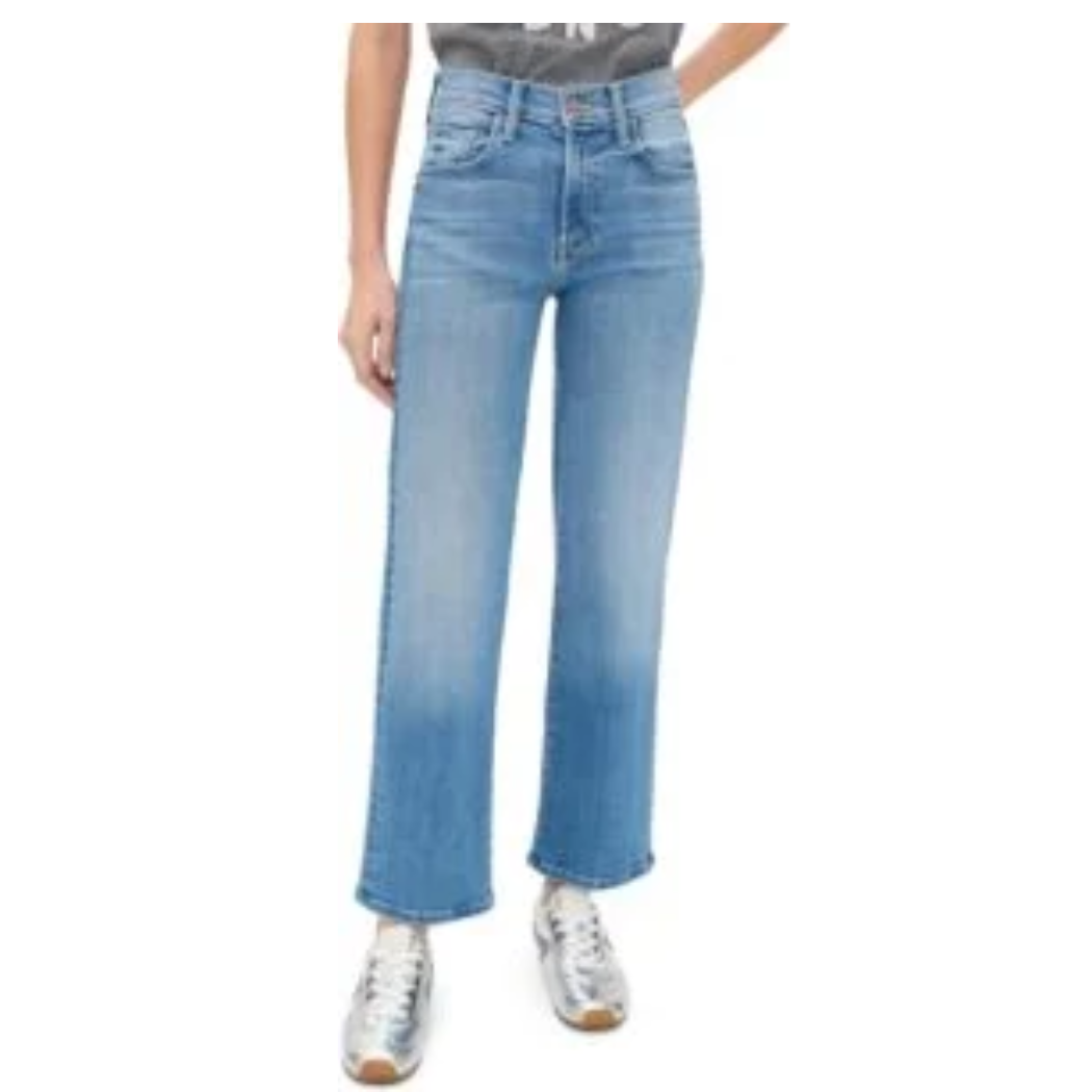 Mid rise straight ankle jeans